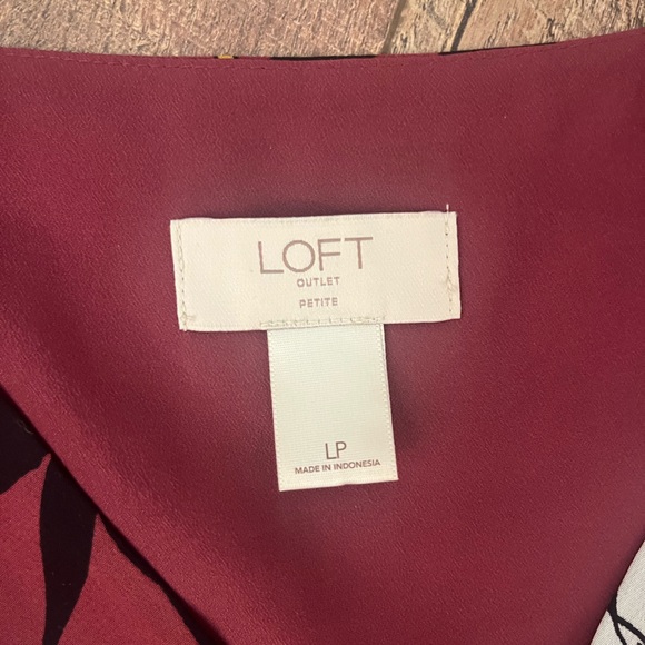 LOFT Burgundy and Black Floral Dress - Picture 2 of 5